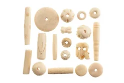 Carved Bone Bead Mix, Multicolor, 250g