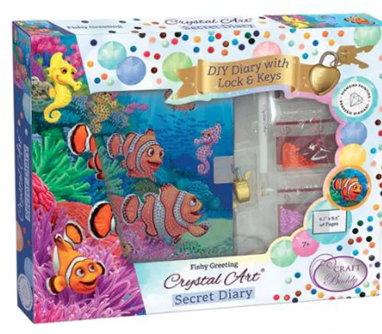 CA Secret Diamond Art Diary Kit – Fishy Greeting
