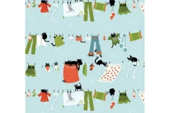 Cats in the Laundry Rinse Repeat on White