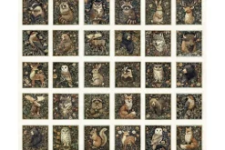 Cedar & Sage 9 Tree Picture Panel in black 36-inches by 44-inches