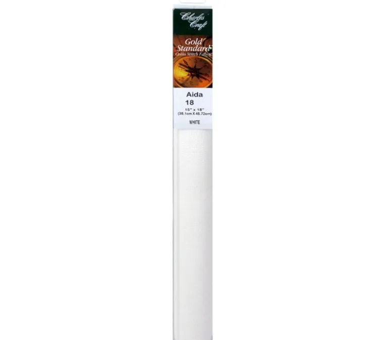 Charles Craft Aida – 18 Count – Gold Standard – 15-inch x 18-inch Box – White