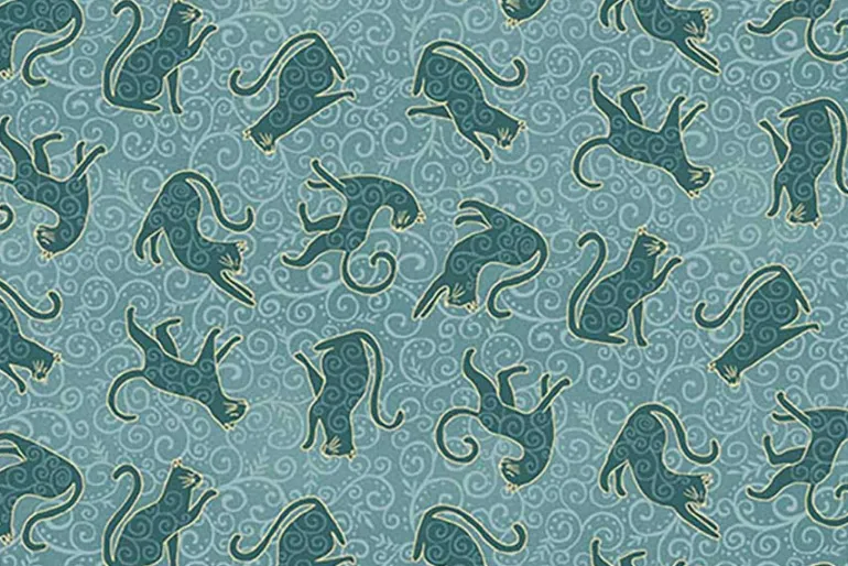 Charmed Twilight Cats and Moons on Blue