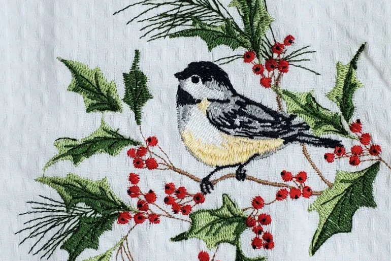 Chickadee Waffle Towel
