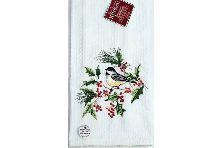 Chickadee Waffle Towel