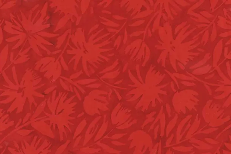 Claret Batks Etched Petals Cream on Red