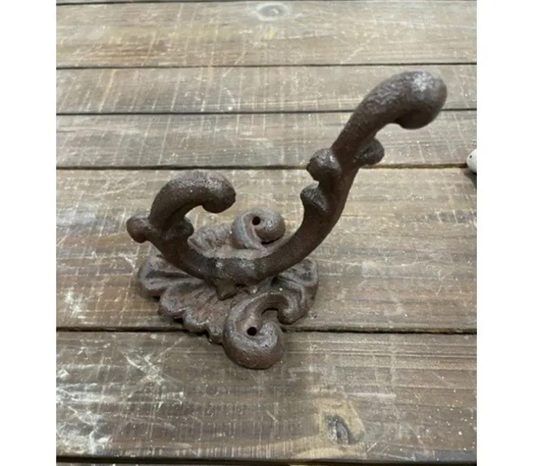 Classic Iron Hook with Detail – Brown