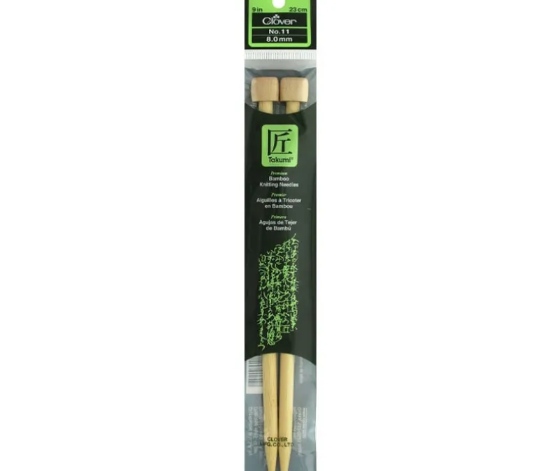 Clover Bamboo Knitting Needle – Single Point – 9-inch – Size 11