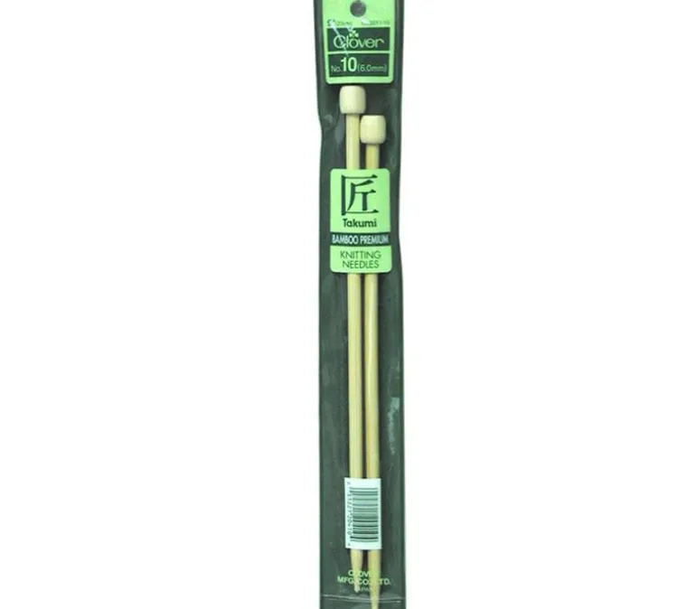 Clover Bamboo Knitting Needle – Single Point – 9-inch – Size 10