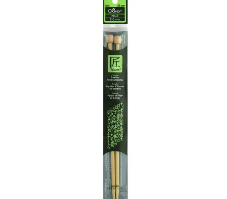 Clover Bamboo Knitting Needle – Single Point – 9-inch – Size 8