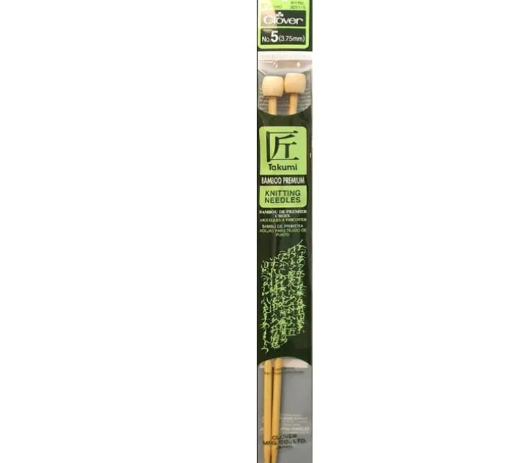 Clover Bamboo Knitting Needle – Single Point – 9-inch – Size 5