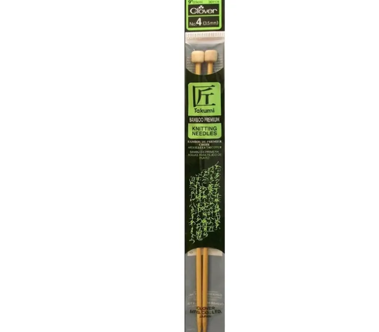 Clover Bamboo Knitting Needle – Single Point – 9-inch – Size 4