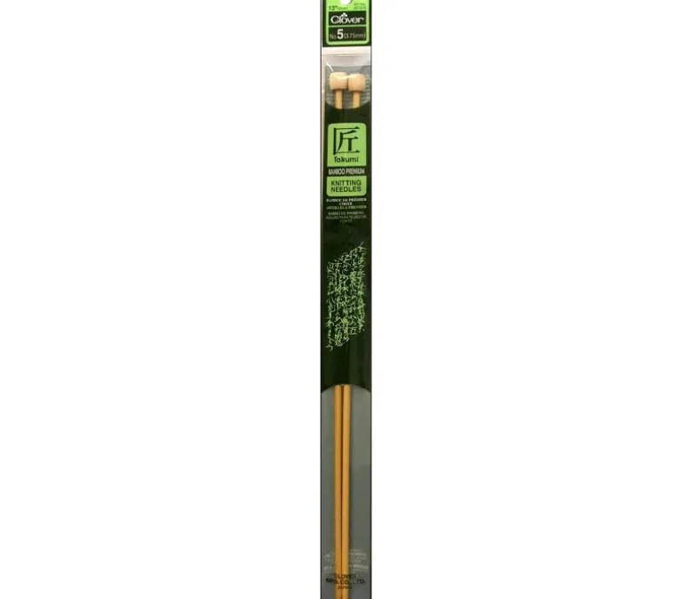 Clover Bamboo Knitting Needle – Single Point – 13-inch – Size 5