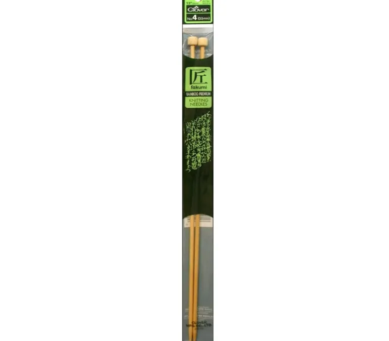Clover Bamboo Knitting Needle – Single Point – 13-inch – Size 4