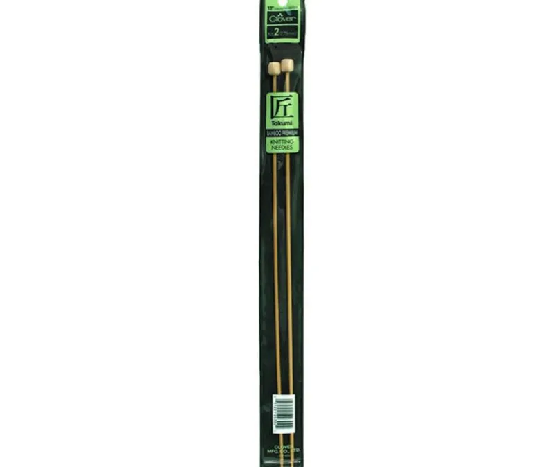 Clover Bamboo Knitting Needle – Single Point – 13-inch – Size 2