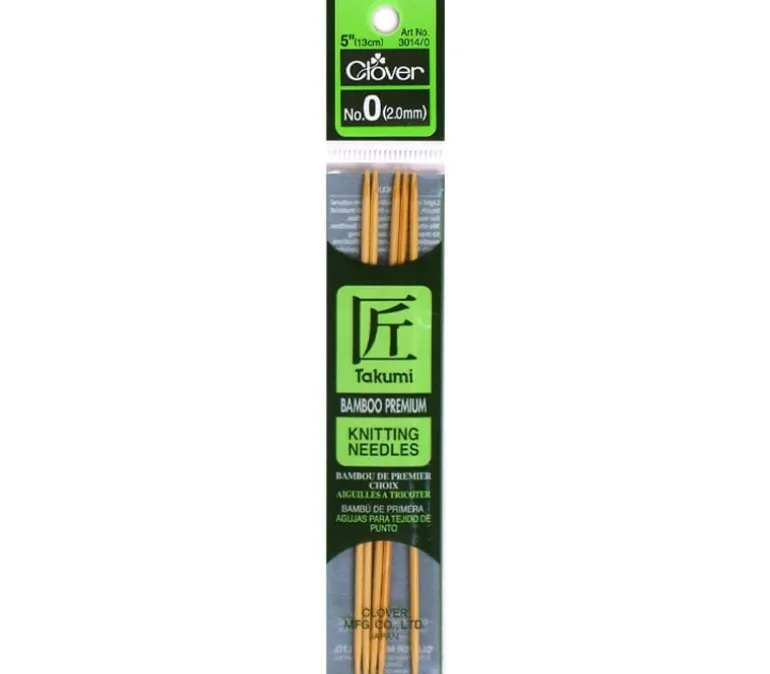 Clover Bamboo Knitting Needle – Double Point – 5 Piece – 5-inch – Size 0