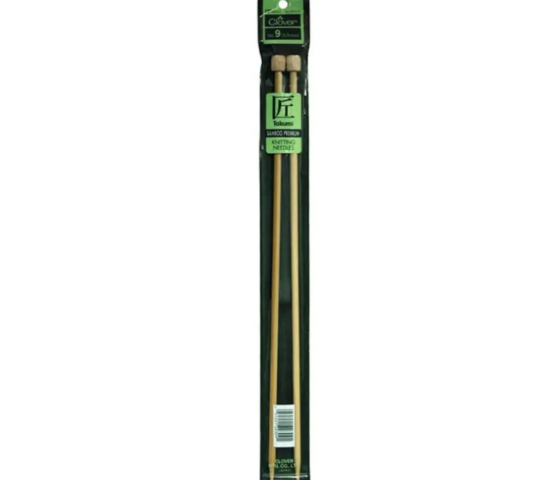 Clover Bamboo Knitting Needle – Single Point – 13-inch – Size 9