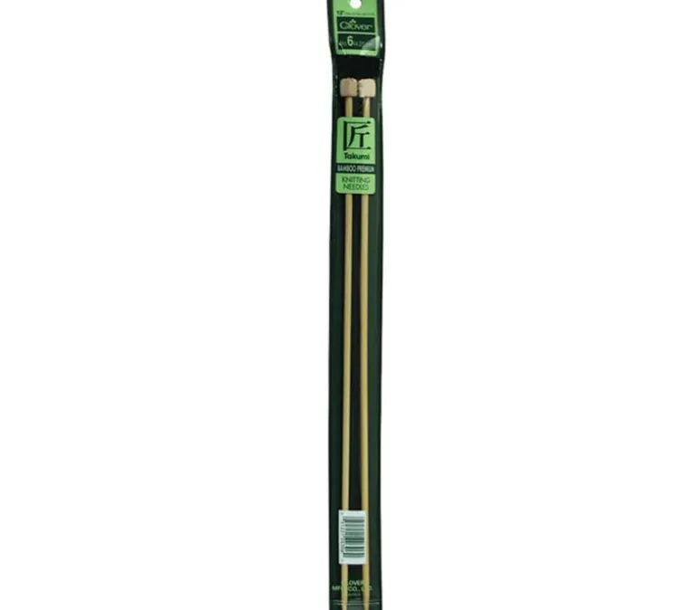 Clover Bamboo Knitting Needle – Single Point – 13-inch – Size 6