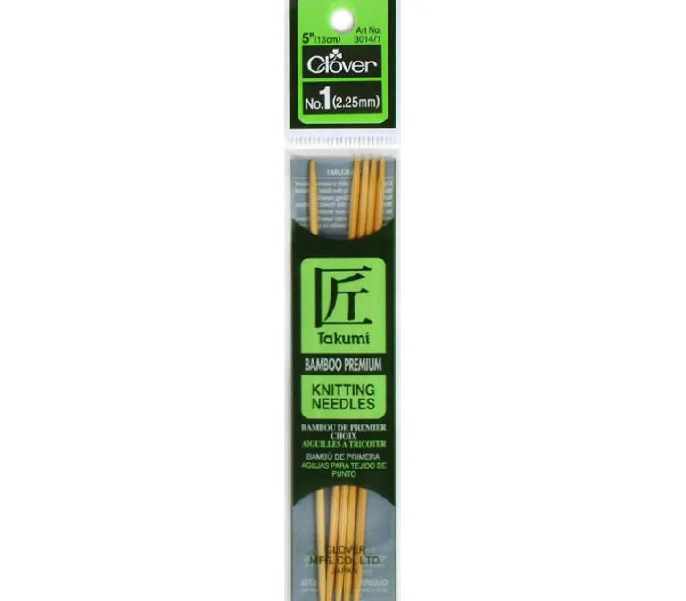 Clover Bamboo Knitting Needle – Double Point – 5 Piece – 5-inch – Size 1