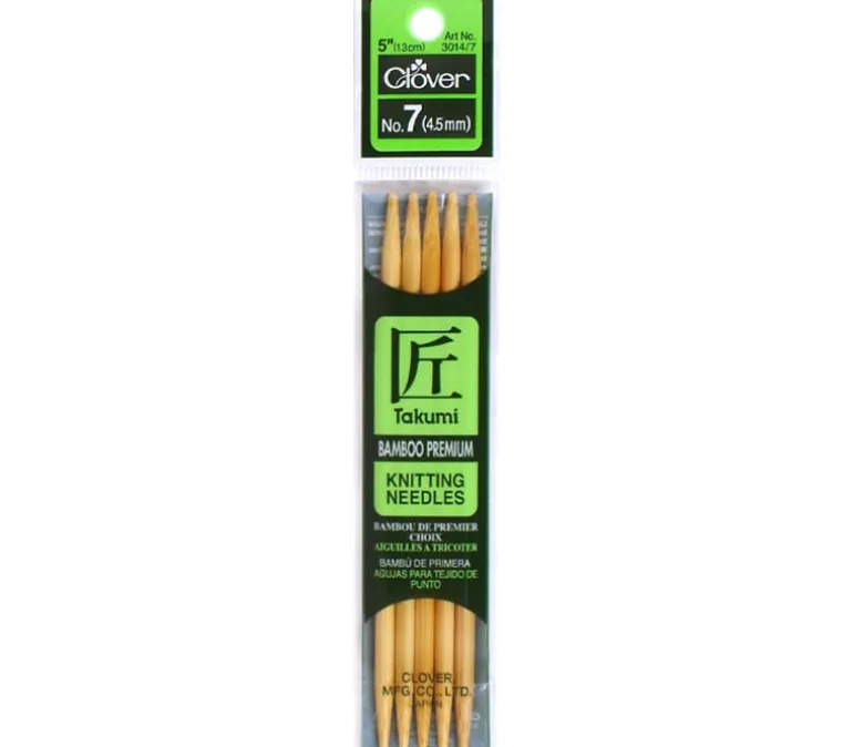 Clover Bamboo Knitting Needle – Double Point – 5 Piece – 5-inch – Size 7