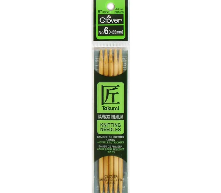 Clover Bamboo Knitting Needle – Double Point – 5 Piece – 5-inch – Size 6