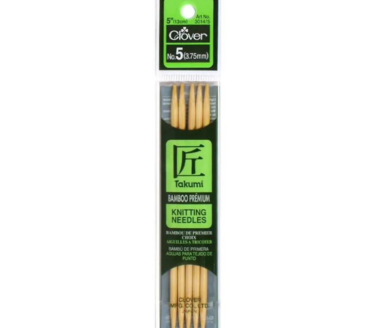 Clover Bamboo Knitting Needle – Double Point – 5 Piece – 5-inch – Size 5