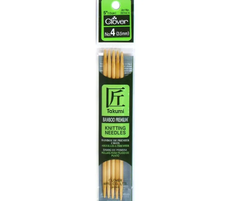 Clover Bamboo Knitting Needle – Double Point – 5 Piece – 5-inch – Size 4