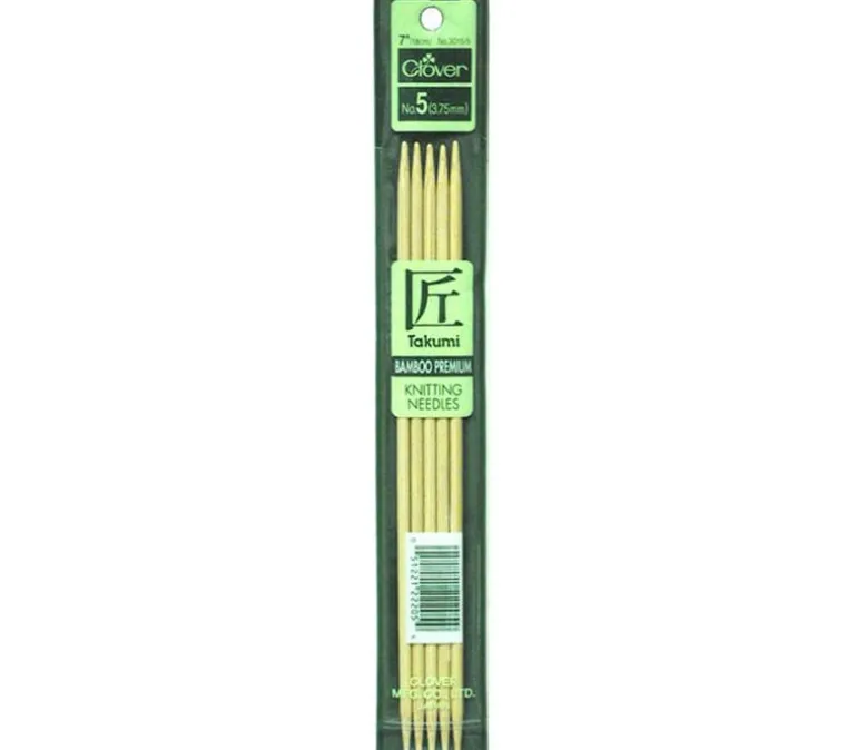 Clover Bamboo Knitting Needle – Double Point – 5 Piece – 7-inch – Size 5