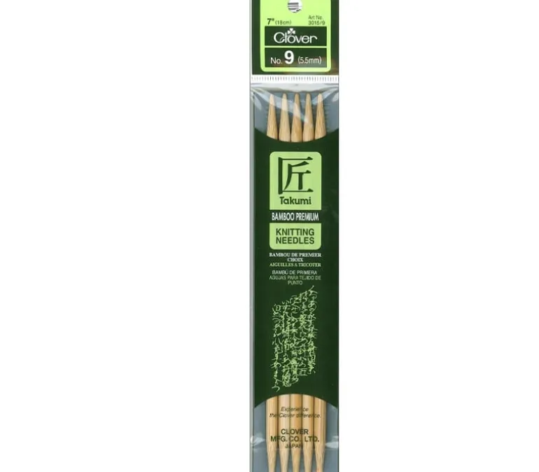 Clover Bamboo Knitting Needle – Double Point – 5 Piece – 7-inch – Size 9