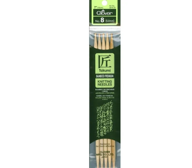 Clover Bamboo Knitting Needle – Double Point – 5 Piece – 7-inch – Size 8