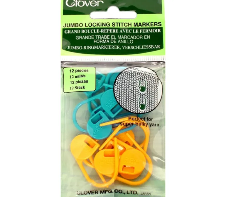 Clover Jumbo Locking Stitch Markers – 12 Piece