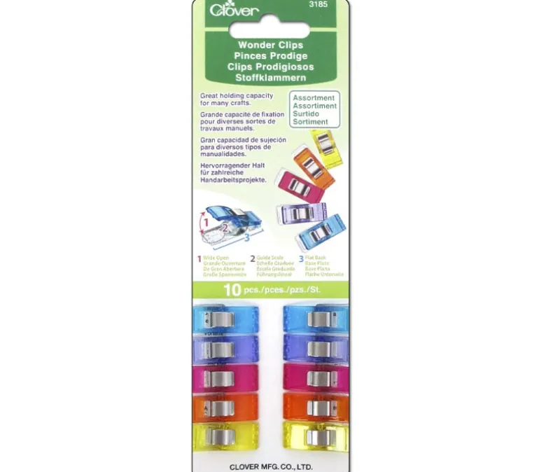 Clover Wonder Clips Assorted Colors 10 Piece
