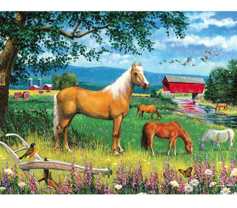 Cobble Hill Puzzle Tray Horses in the Field – 35 Piece