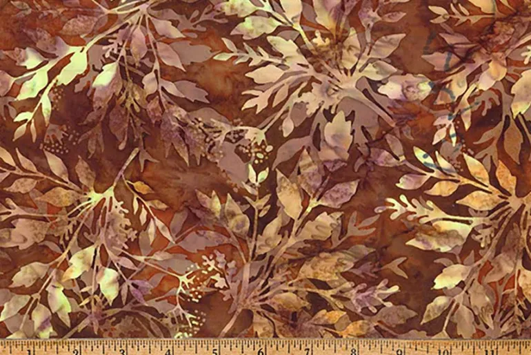 Coffee Shop Batiks Beech Leaves on Havana Brown