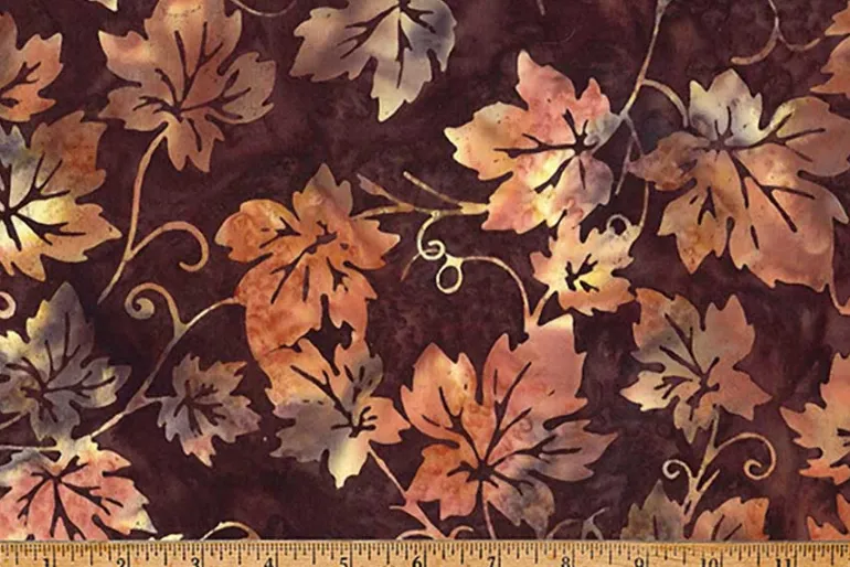 Coffee Shop Batiks Beech Leaves on Havana Brown