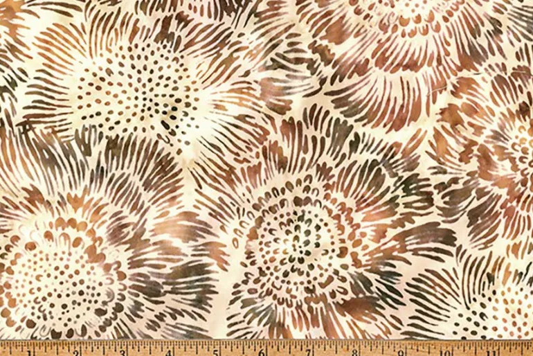 Coffee Shop Batiks Blooms in Woody Brown