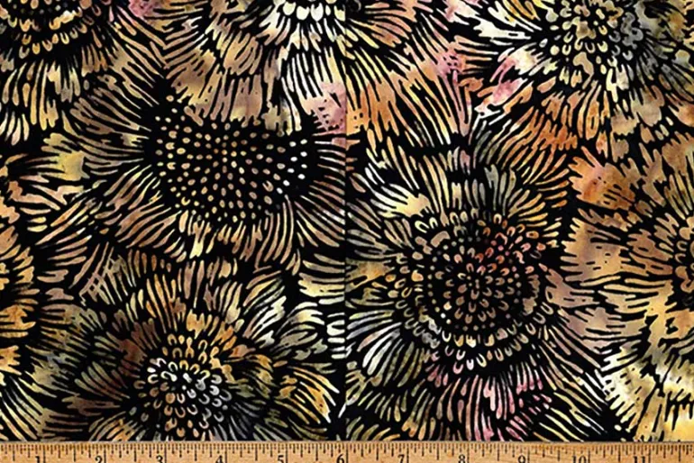 Coffee Shop Batiks Blooms in Woody Brown