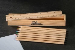 Colored Pencil Set in Wooden Ruler Box – 10 Piece