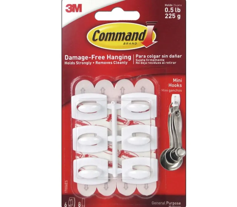 Command Adhesive Hook – Mini White – 6 Piece