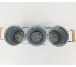 3 Connected Metal Buckets with Handles