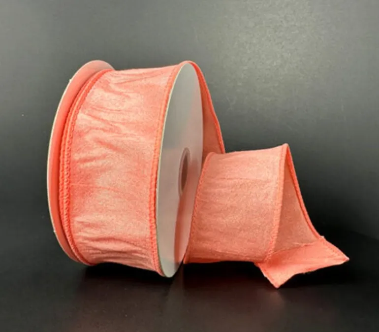 Coral Faux Dupioni Ribbon – 1.5-inch