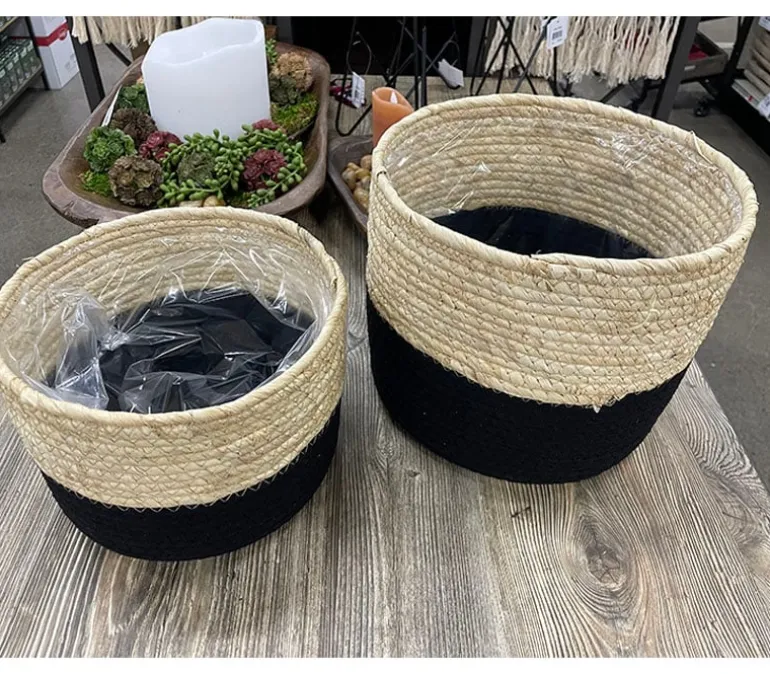 Corn and Black Cotton Rope Basket – Small