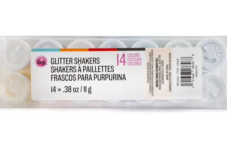 CousinDIY Fine Cut Glitter Shakers 0.38oz 14/Pkg-Multi-Colored