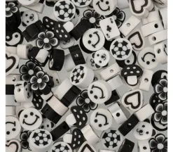 Craft Beads Clay Shapes – Black and White Mix – 120 Pieces