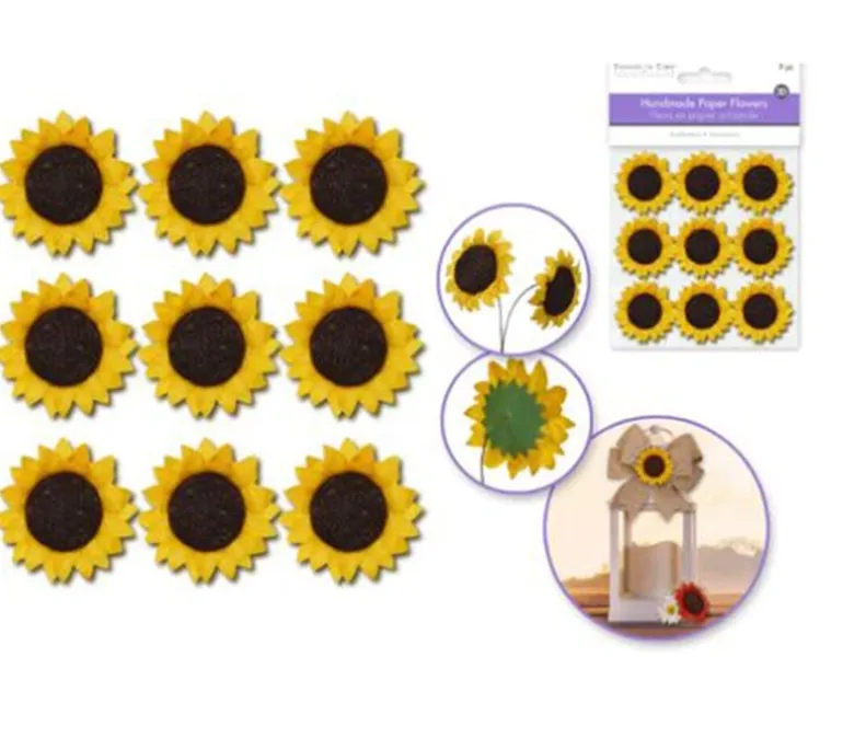 Craft Medley Handmade Paper Sunflowers – 9 Piece