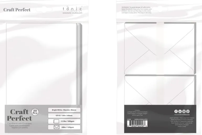 Craft Perfect Card Blanks with Envelopes US A2 Set – White 50ct.