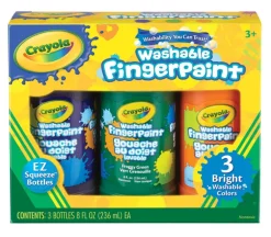 Crayola Washable Fingerpaint Set – Bright – 3 Piece