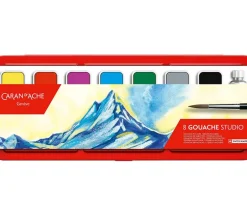Creative Art Materials Caran D’ache Gouache Studio Pan Tin Set – 8 Pans