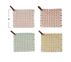 Creative Co-op Crochet Pot Holder Check Pattern – 1 Holder
