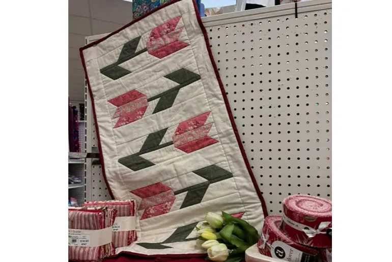 Creek Side Stitches Tulip Time Table runner Quilt Pattern. #CSS343