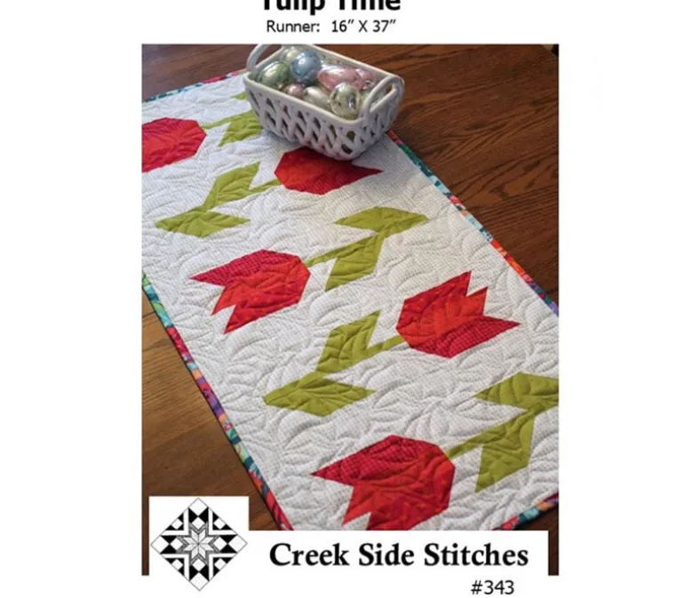 Creek Side Stitches Tulip Time Table runner Quilt Pattern. #CSS343